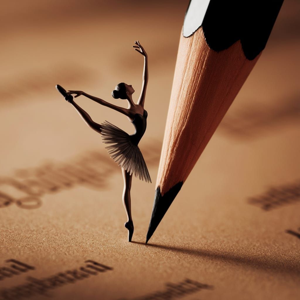 Ballerina Crafted from Pencil Lead on Parchment
