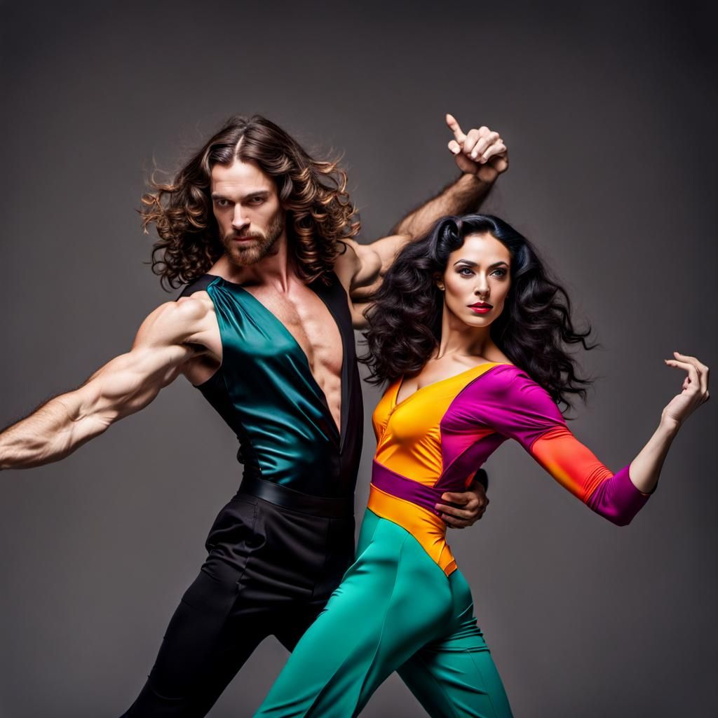 Confident Dancers on Stage in Colorful Clothes