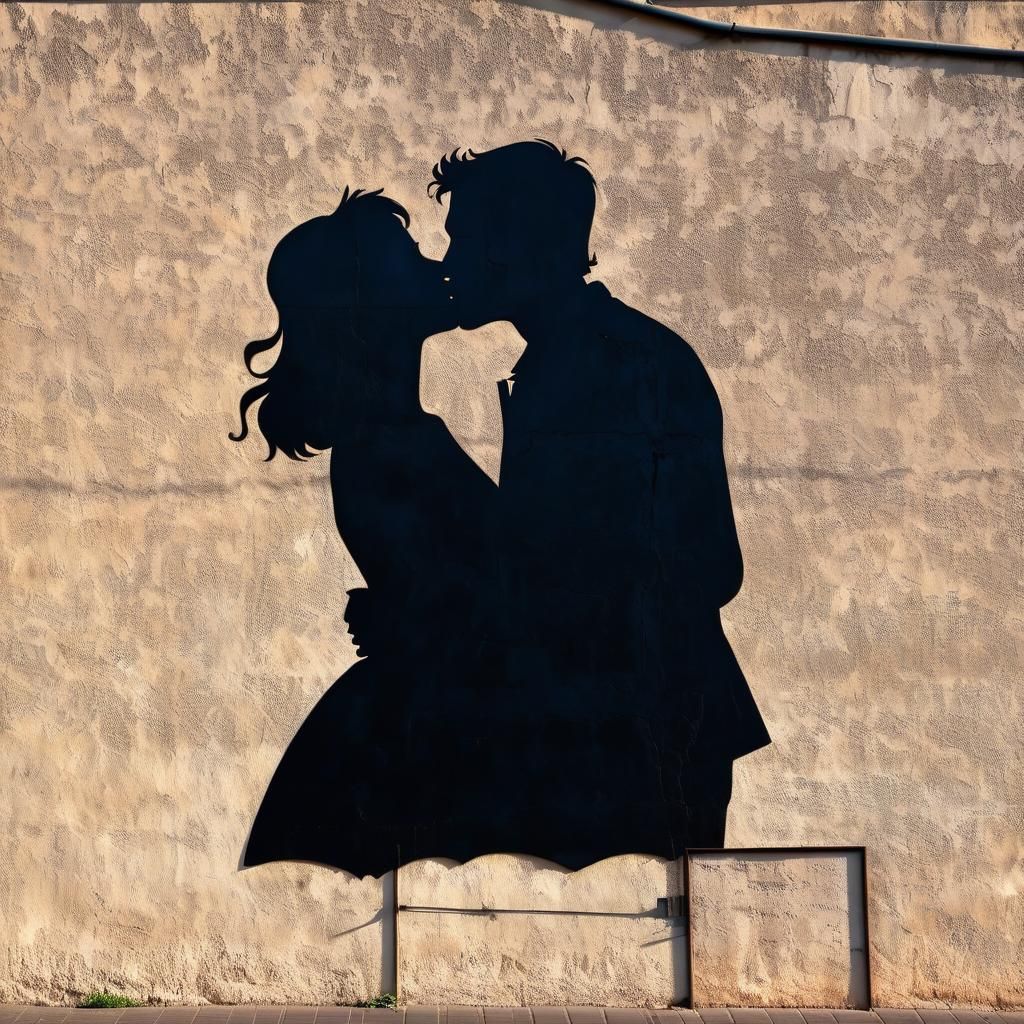 Silhouette Kiss in Urban Shadows