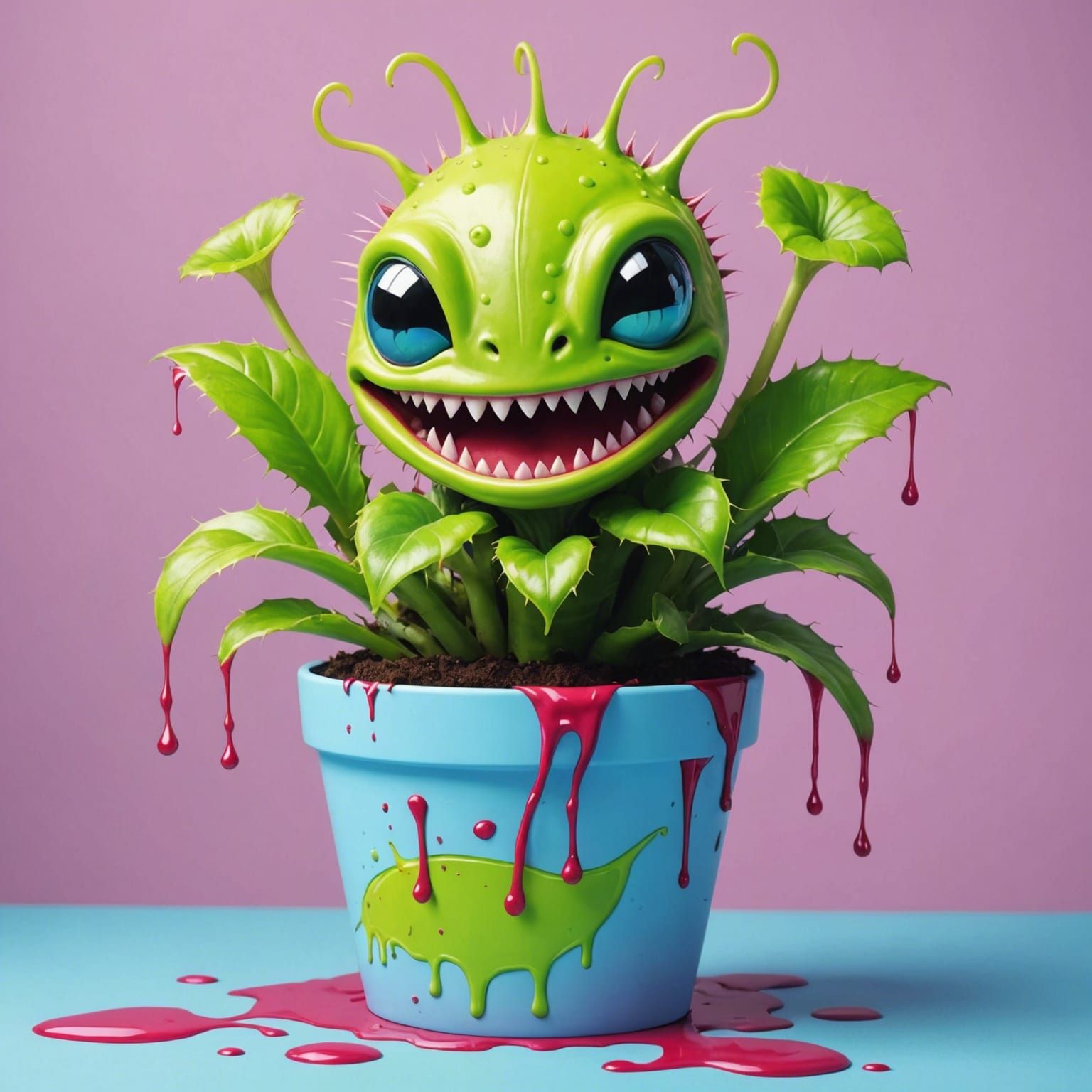 Adorable Alien Venus Flytrap in Graffiti Art Style