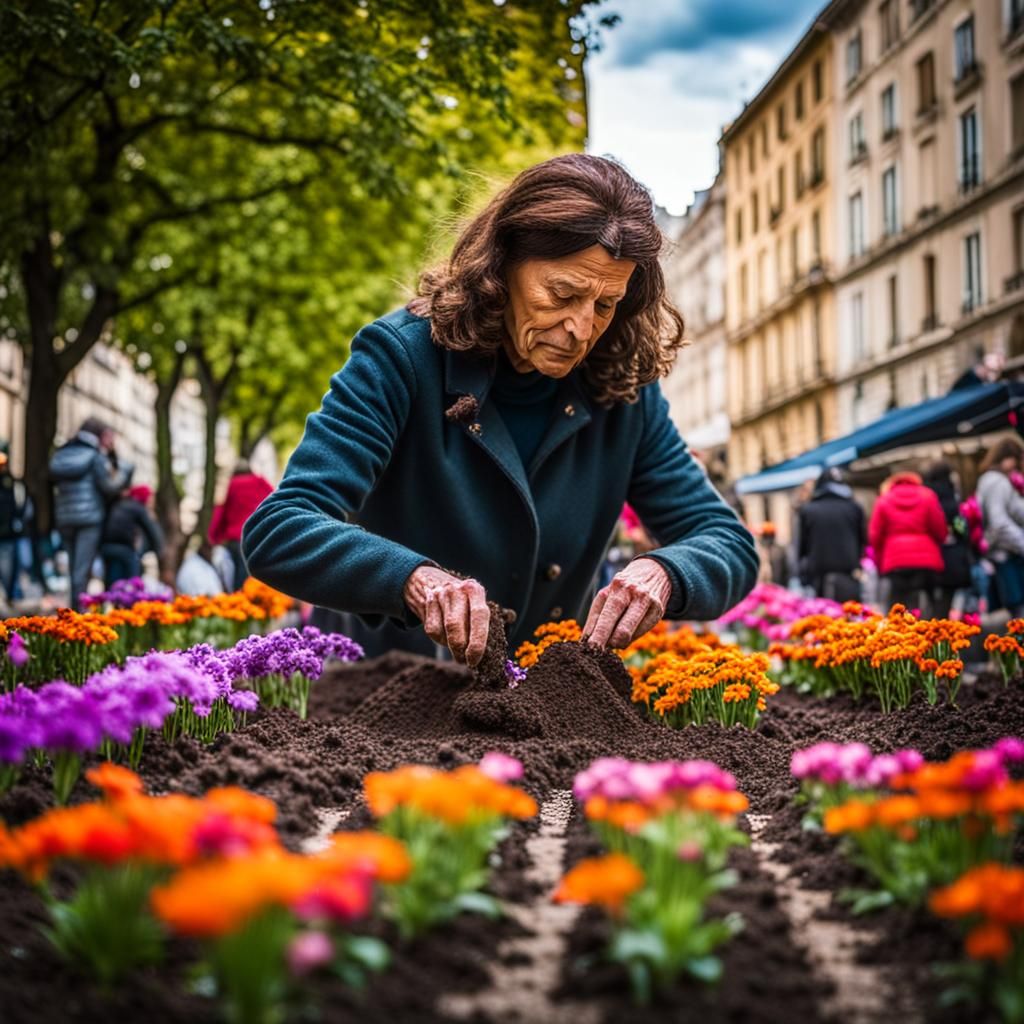 Greek Secret Agent in Lyon with Flowers