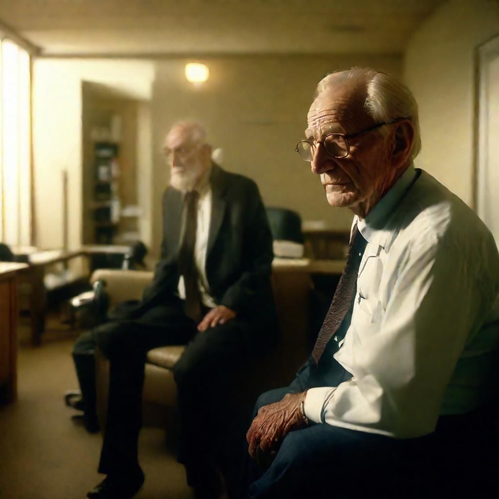 Old Man with Knee Pain at Doctor's Office