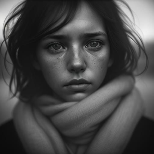 Evocative Portrait of Melancholy in Street Photography Style