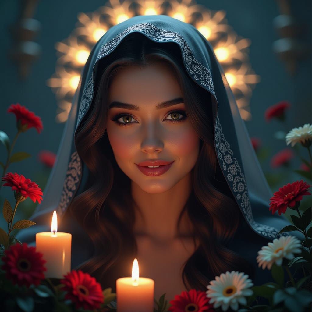 Death and Despair: Serene Close-up in Art Nouveau Style