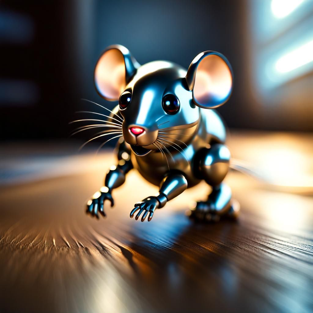 Robot Mouse Baby in Natural Light, Macro Photography