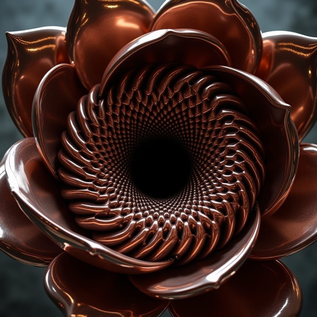 Giant Chrome Lotus Sculpture with Optical Illusion Center