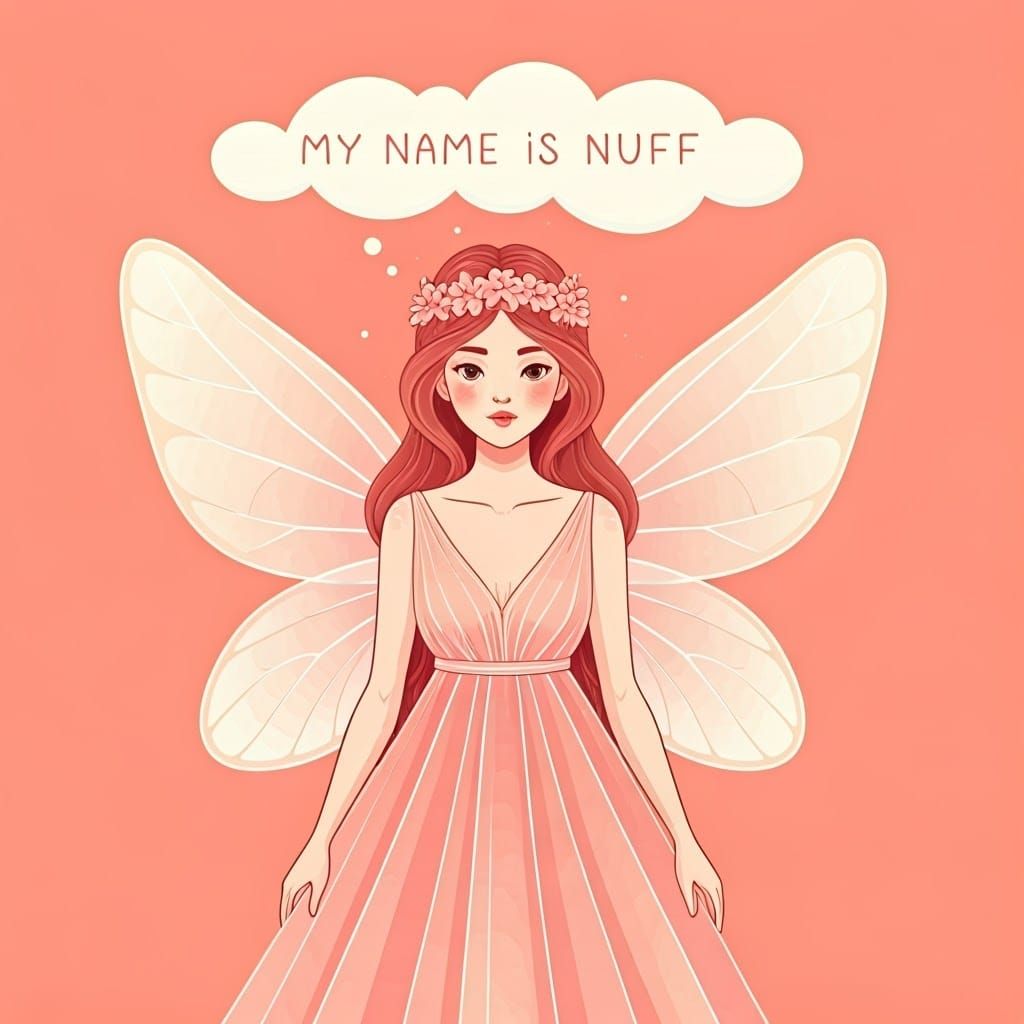 Ethereal Fairy with Cloud Text in Dreamy Style