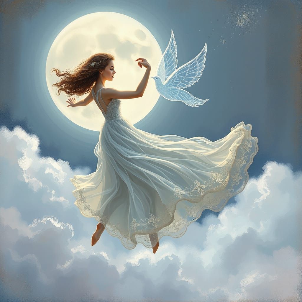 Whimsical Couple Twirls in Celestial Dance