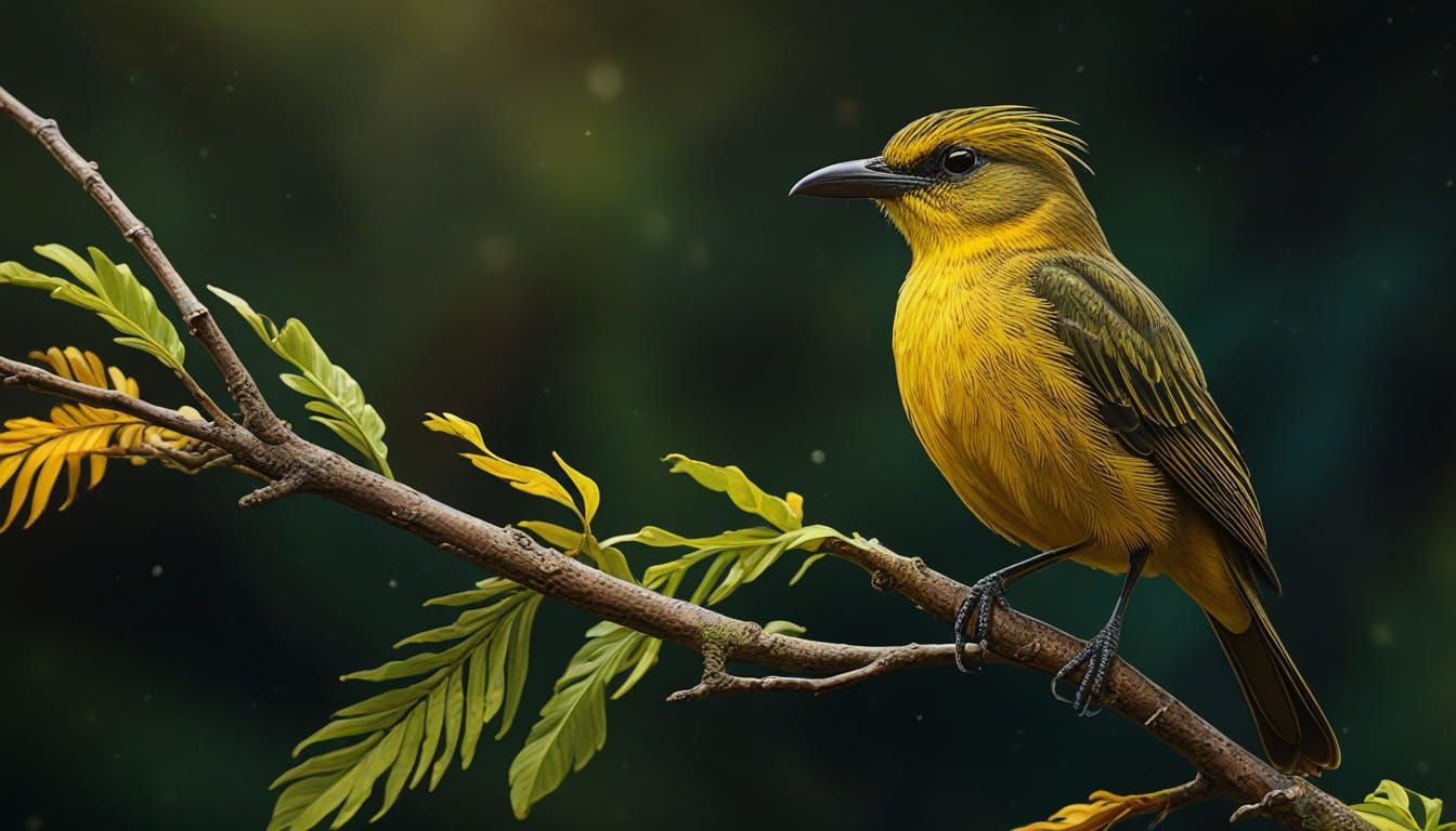 Yellow-lored Bristlebill Perched on Branch