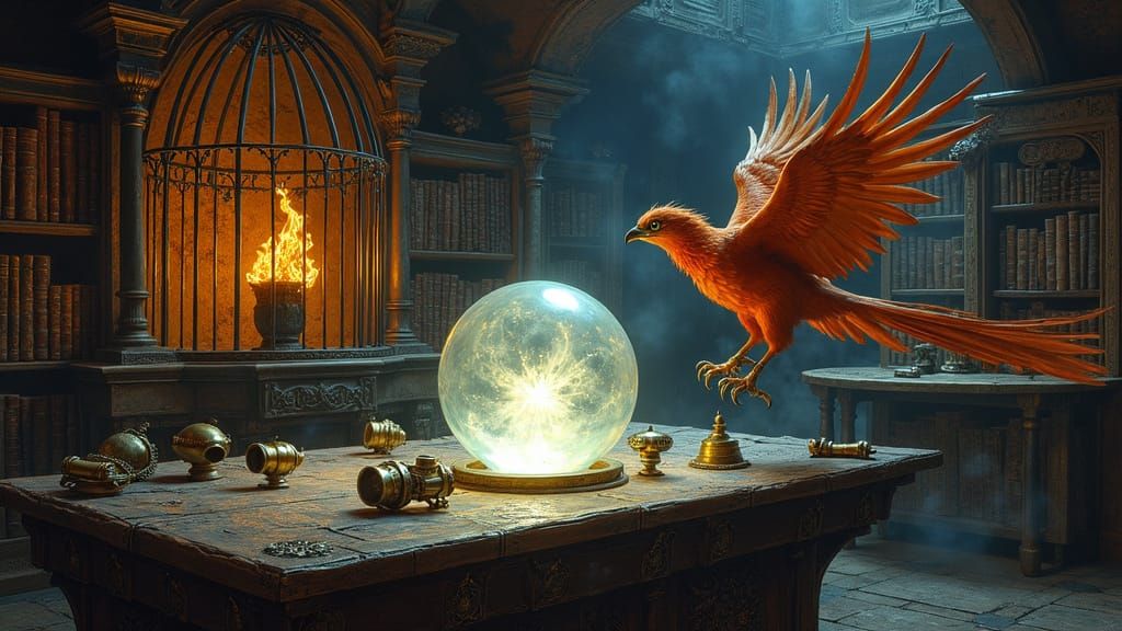 Mystical Wizard's Sanctum in Dreamlike Illumination