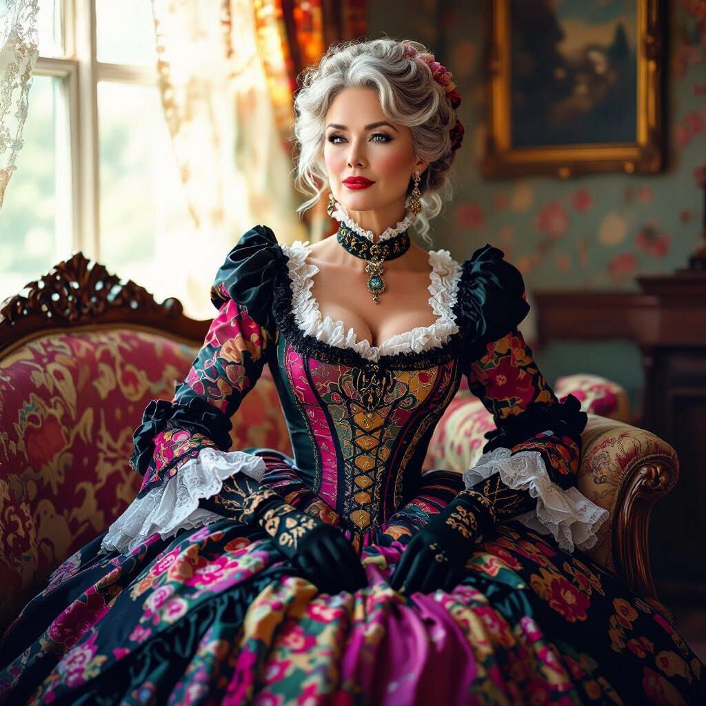 Victorian Woman Portrait with Dramatic Lighting