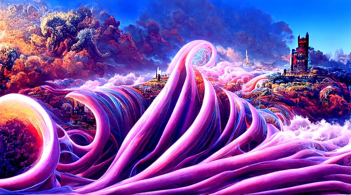 Psychedelic Sci-Fi City with Swirling Towers