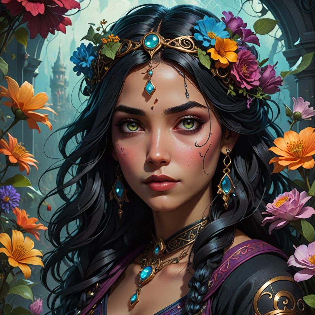 Cyberpunk Princess Jasmine Portrait in Bohemian Style