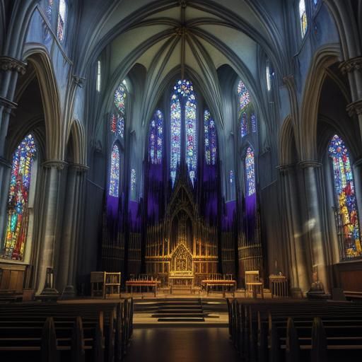 Gigantic Pipe Organ Inside Gothic Church: Hyperrealistic Con...