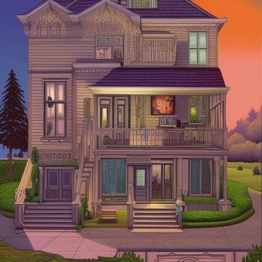 Sims-Inspired Comic Book Interior Design