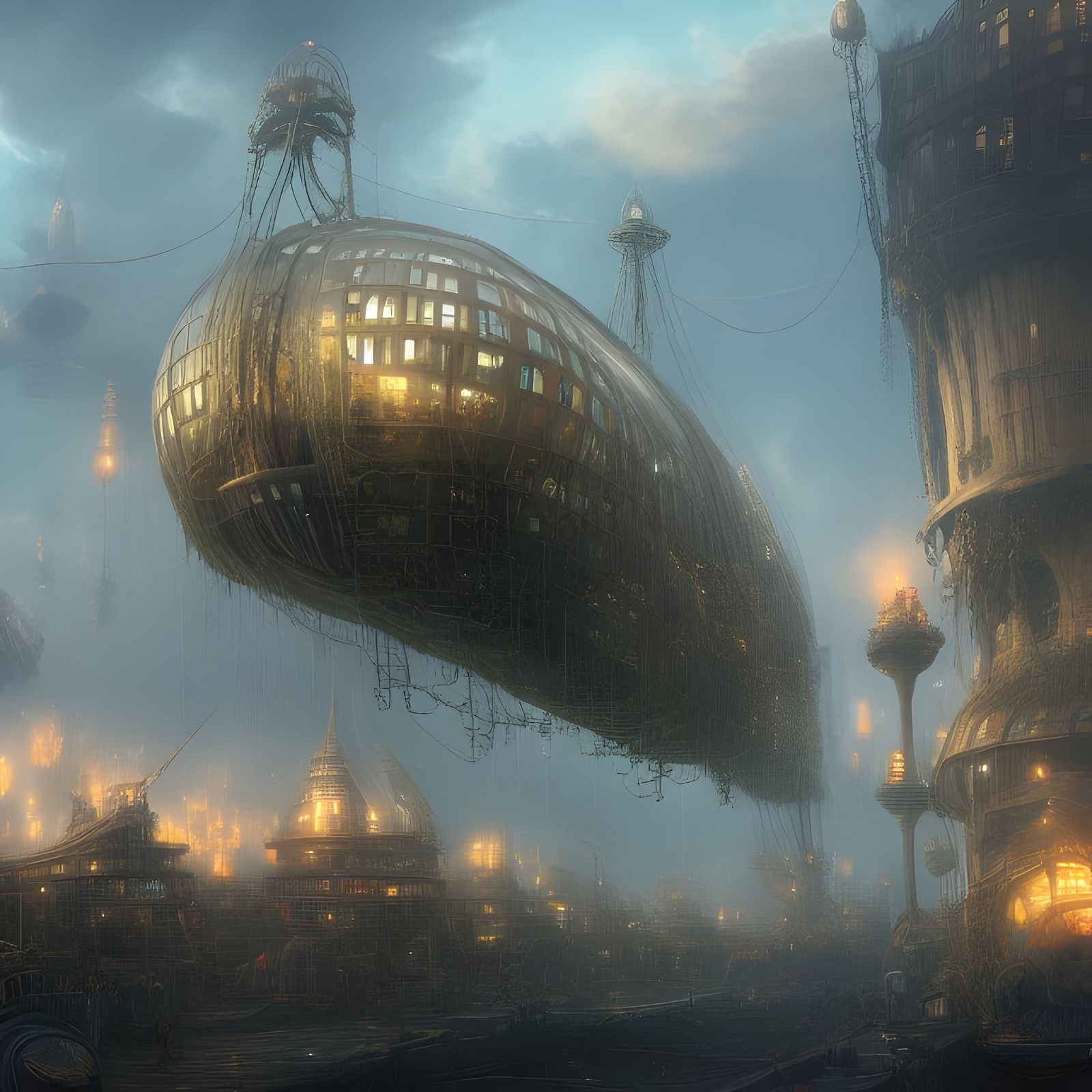 Aetherpunk Airship Harbor: Fantasycore Scene in 4K