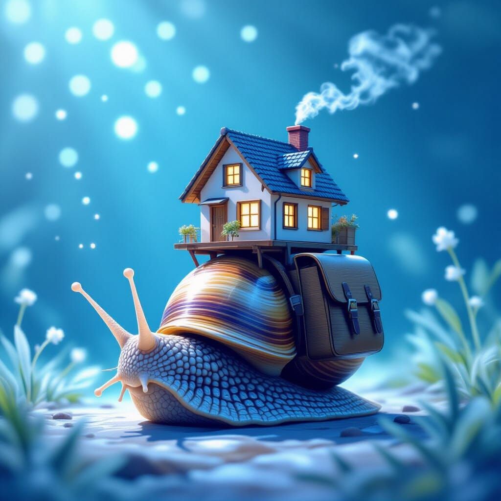 Snail with Fibonacci House in Dreamy Light