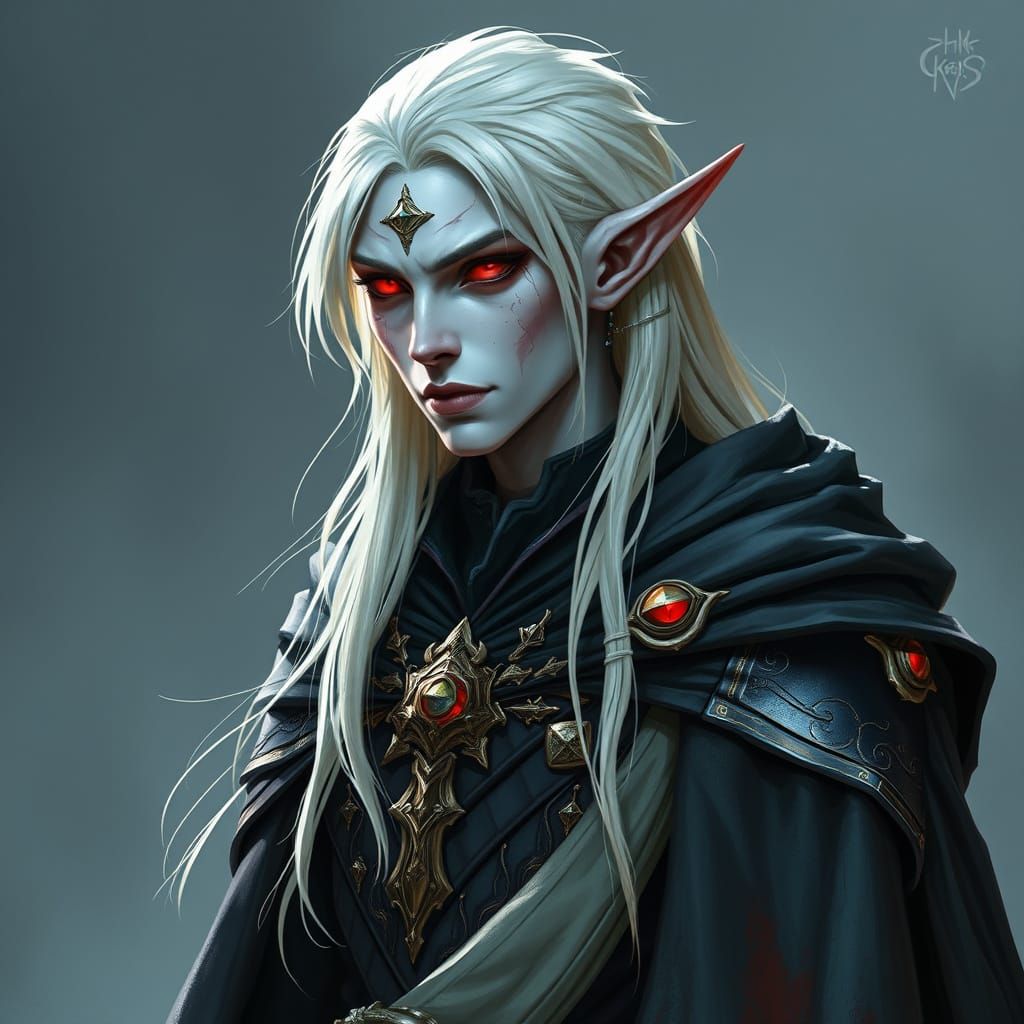 Drow Noble in Gothic Fantasy Art Style
