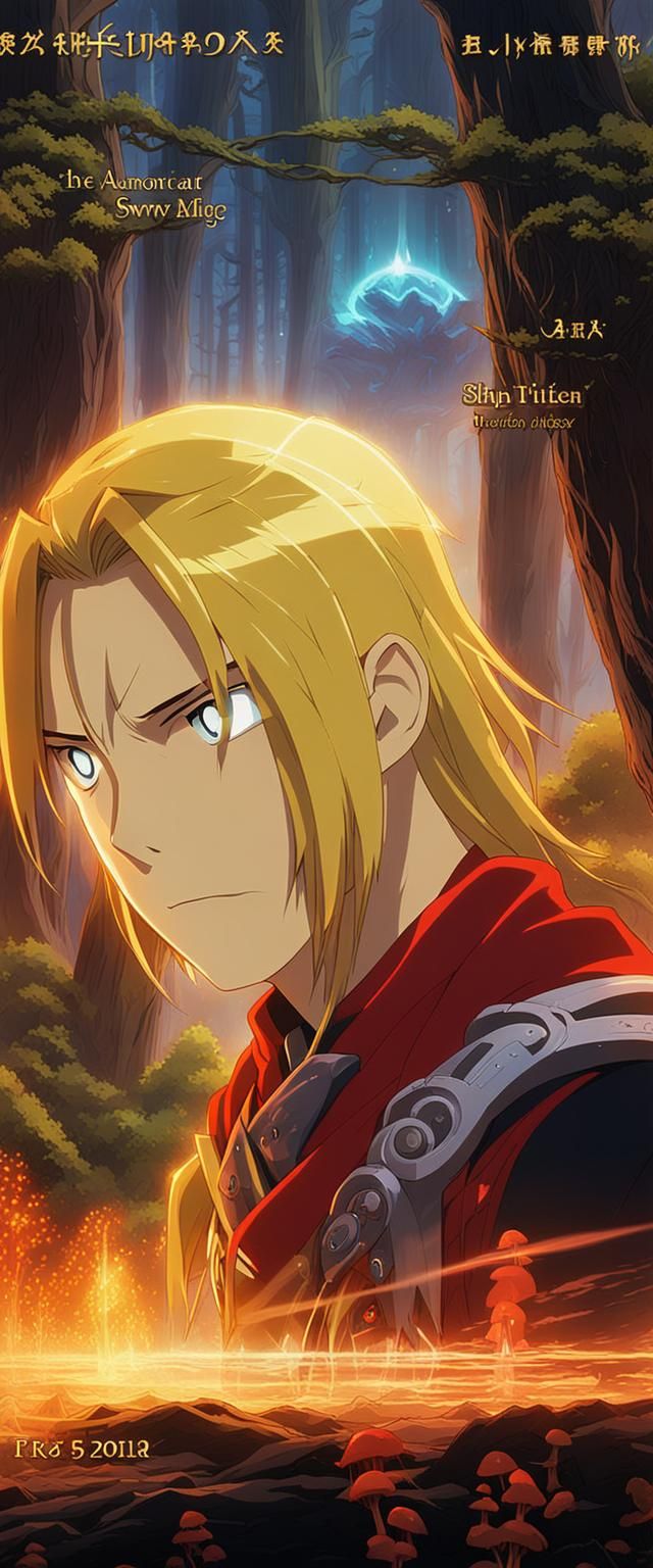 Edward Elric in Mystical Forest, Hyper-Realistic Detail