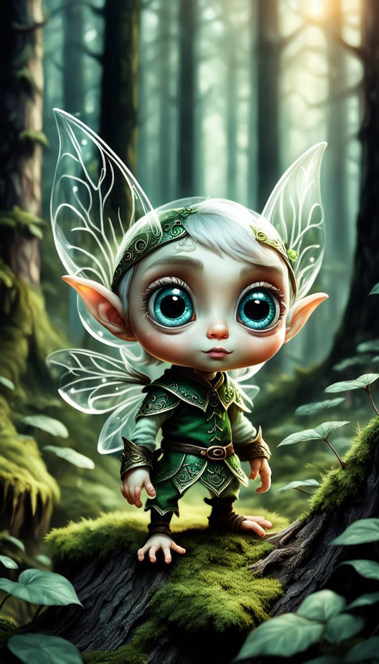 Transparent Elf in Enchanted Forest Illustration