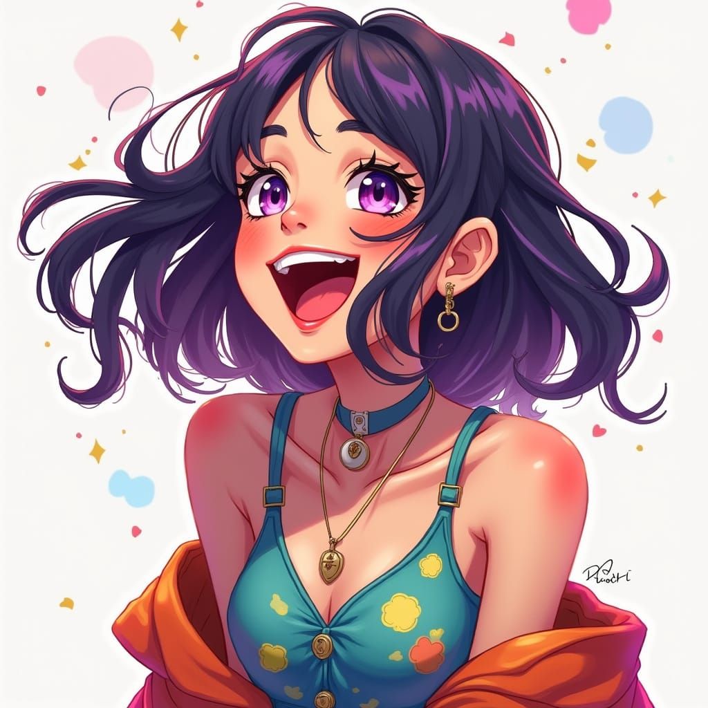 Joyful Girl's Laughter in Vibrant Colors