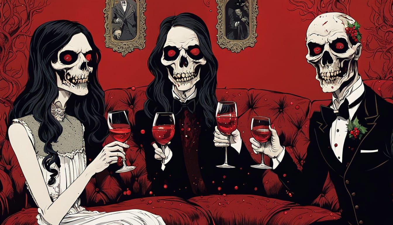 Reanimated Zombies Raise a Glass to the New Year in Festive,...