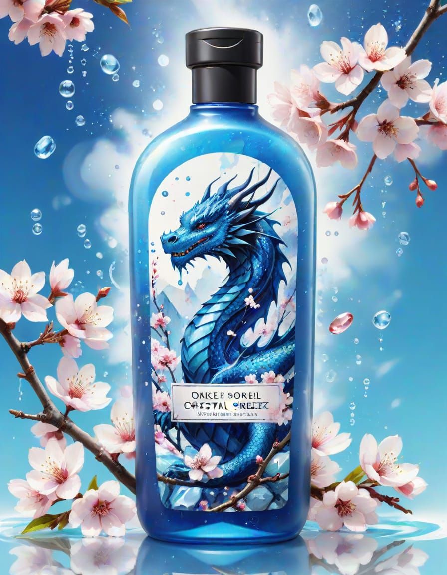 Vibrant Shampoo Bottle in Anime-Inspired Watercolor Style