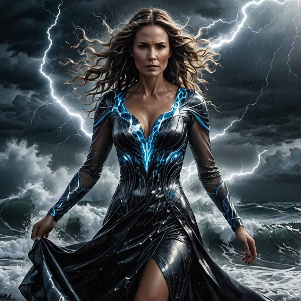 Bioluminescent Wave Dress: A Stormy Masterpiece