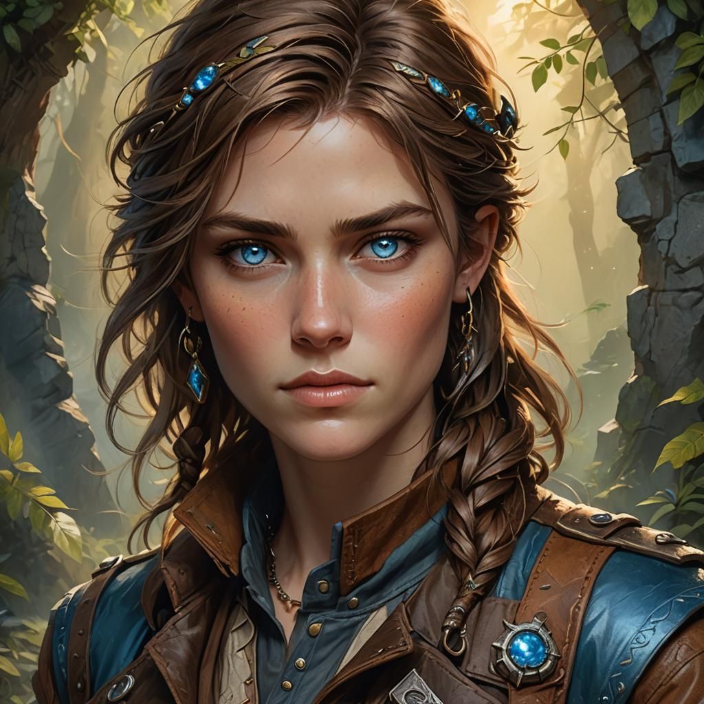 Fantasy Portrait: Confident Tomboy with Blue Eyes