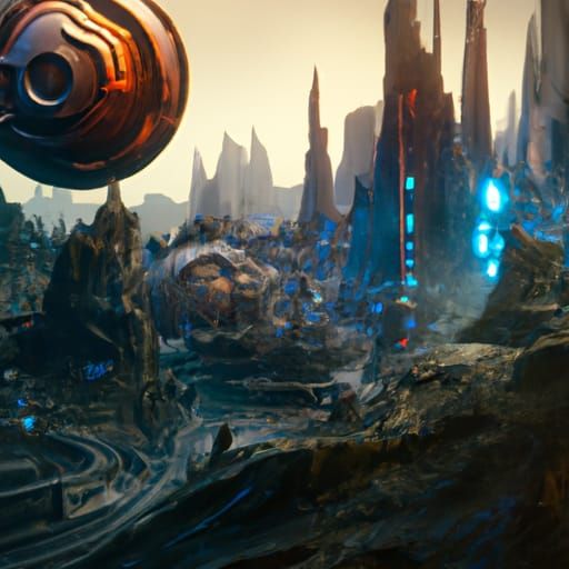 Desert Alien Planet in Detailed Matte Painting