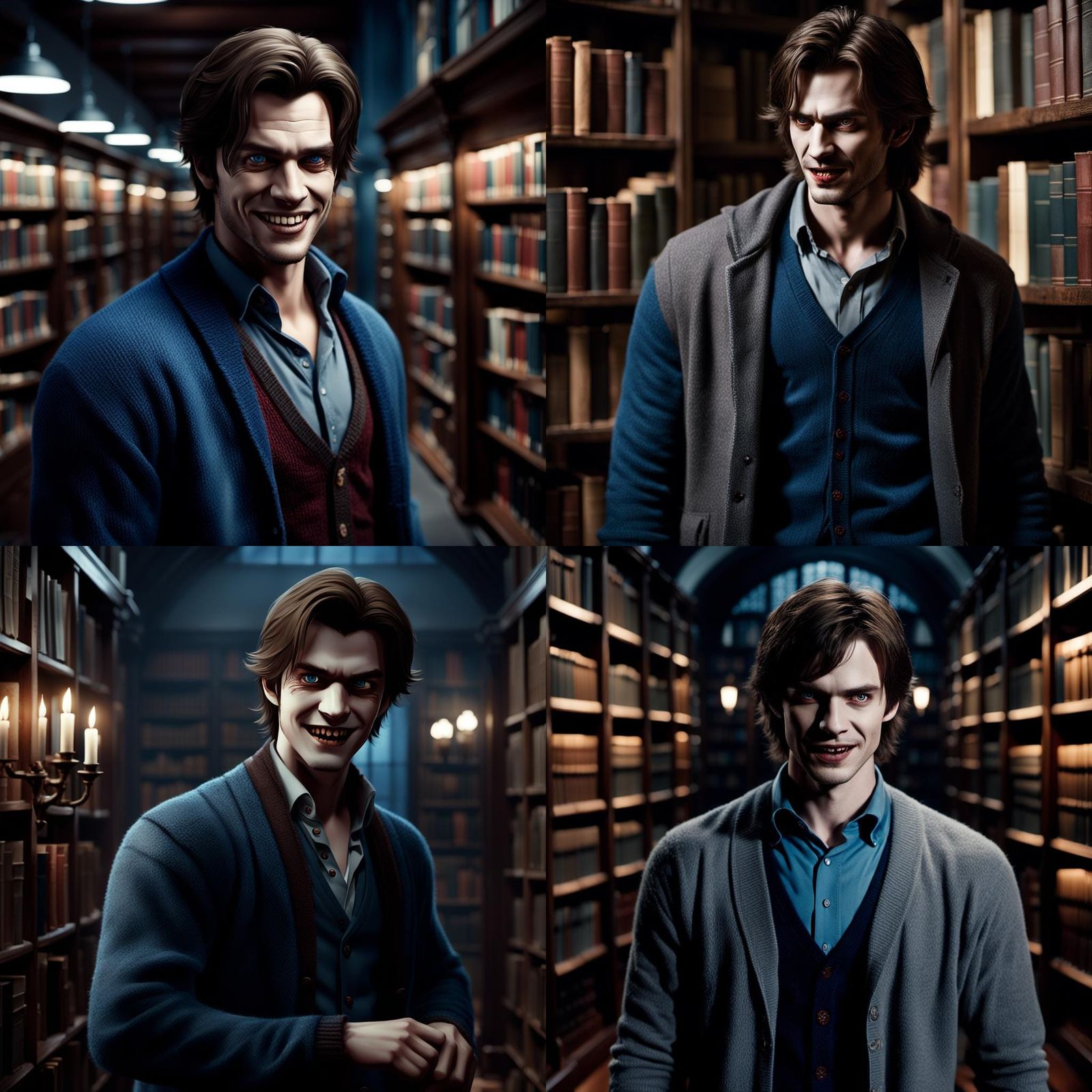 Ethereal Vampire in a Dark Library