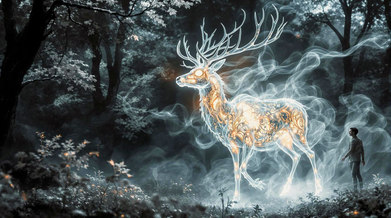 Ethereal Stag Guide in Enchanted Forest