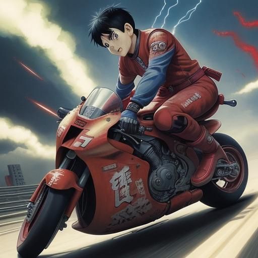 Kaneda and Tetsuo Racing: Anime Key Visual