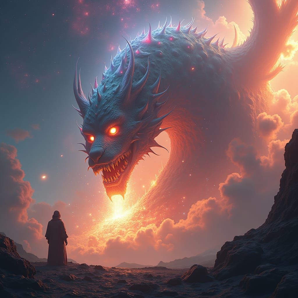 Ethereal Beast Witnesses Spaceship Explosion