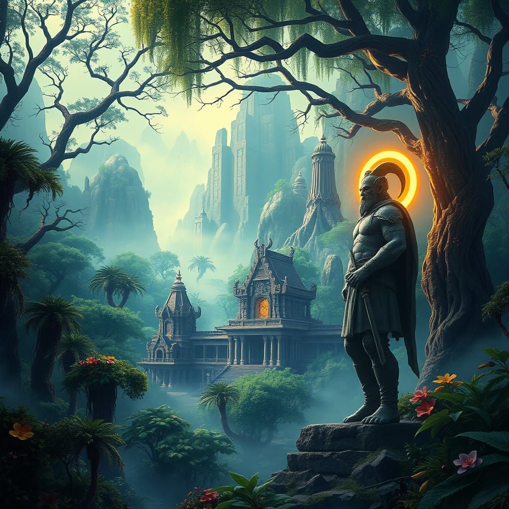 Mystical Jungle Temple Complex in Unreal Engine 5 Style