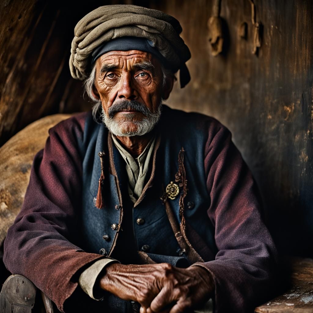 Old West Opium Den Portrait, Sharp Focus