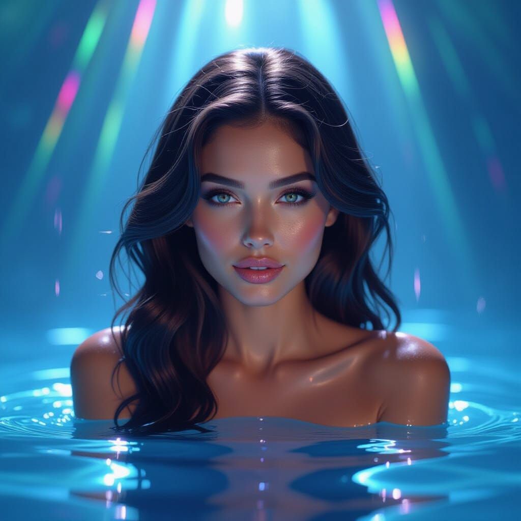 Glowing Liquid Woman in Ethereal Light
