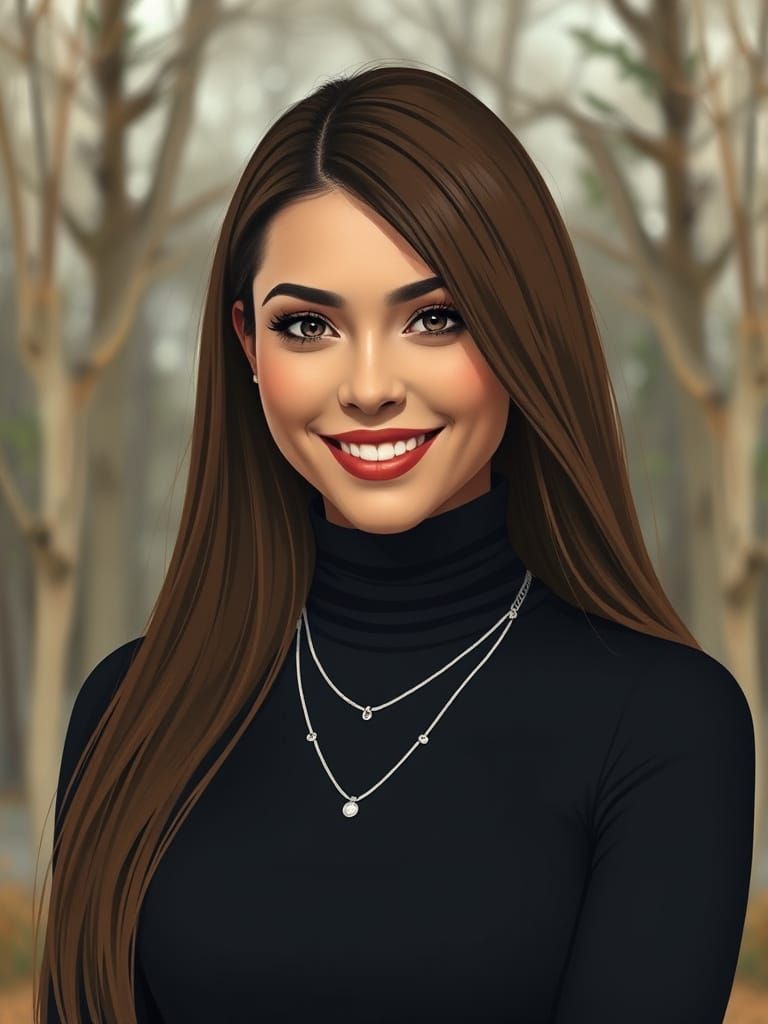 Elegant Woman Portrait with Silver Necklaces