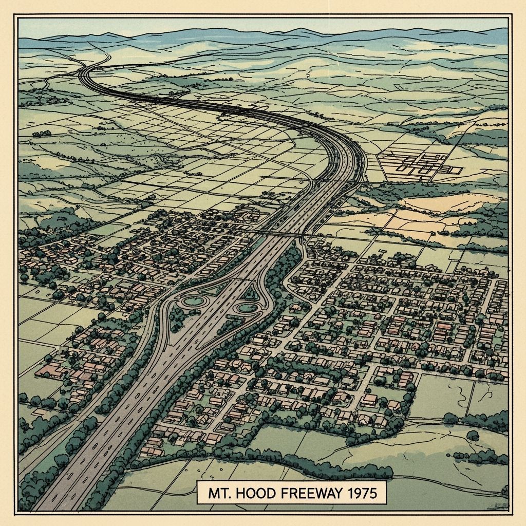 1975 Mt. Hood Freeway Route Aerial Mockup