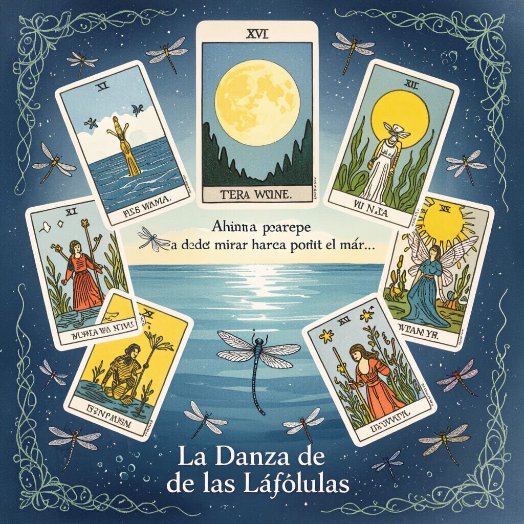 Ethereal Watercolor Tarot Cards with Aquatic Dragonflies
