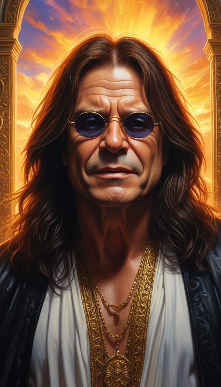 Ozzy Osbourne at Heaven's Gate in Oil Painting Style