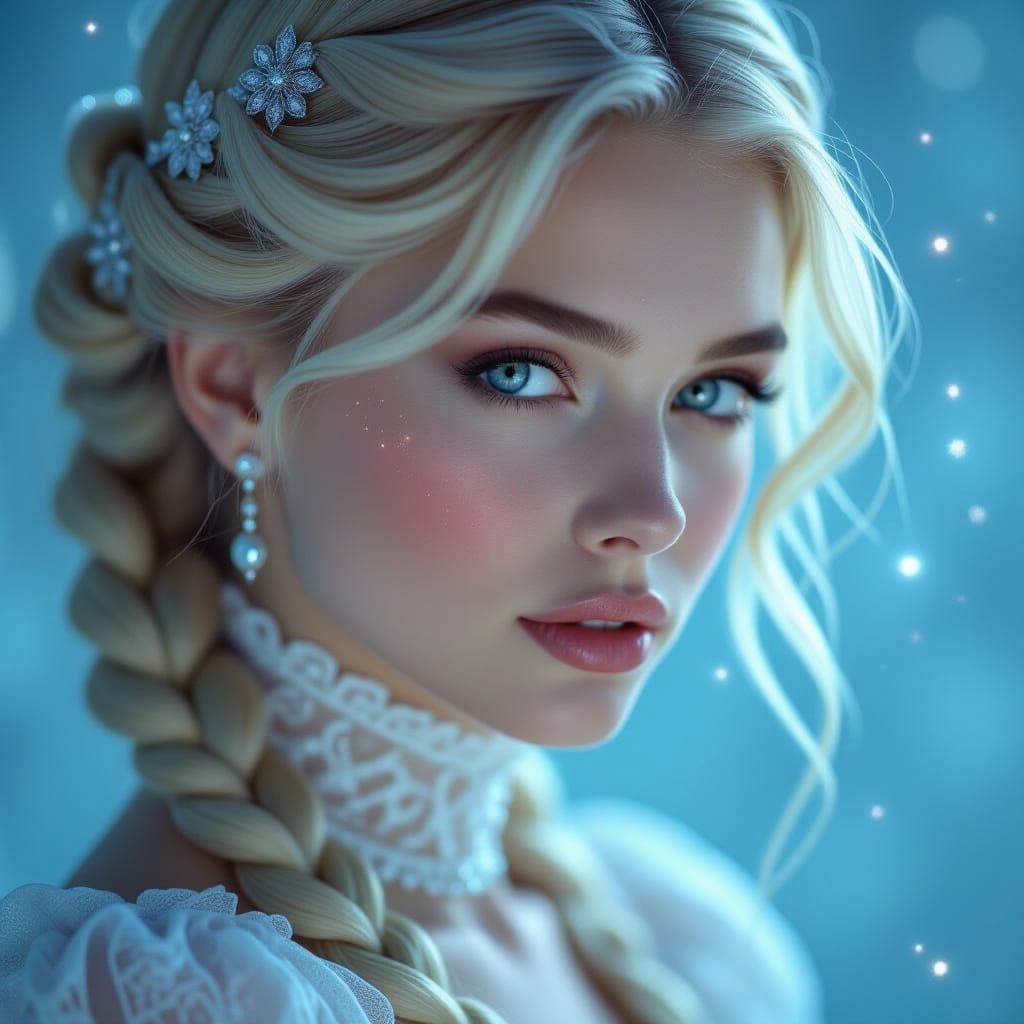 Victorian Noblewoman in Ethereal Blue Light