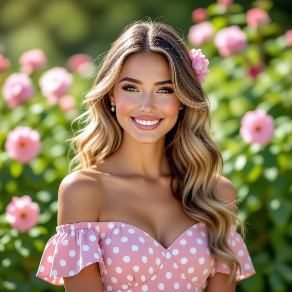 Woman with Roses: Watercolor-Inspired Portrait