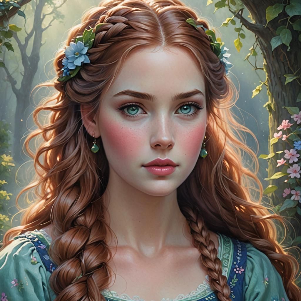 Auburn Braid Beauty in Ethereal Fantasy Style