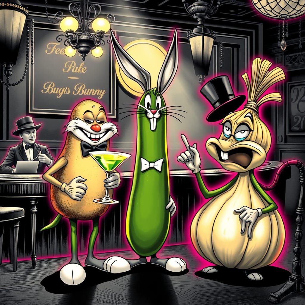 Vintage Speakeasy Potatoes and Veggies Unleash Their Zany Si...