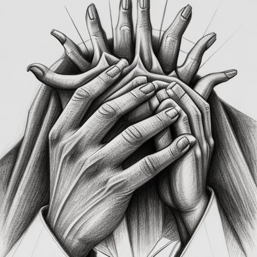 Praying Hands Close-Up in Pencil Sketch Style