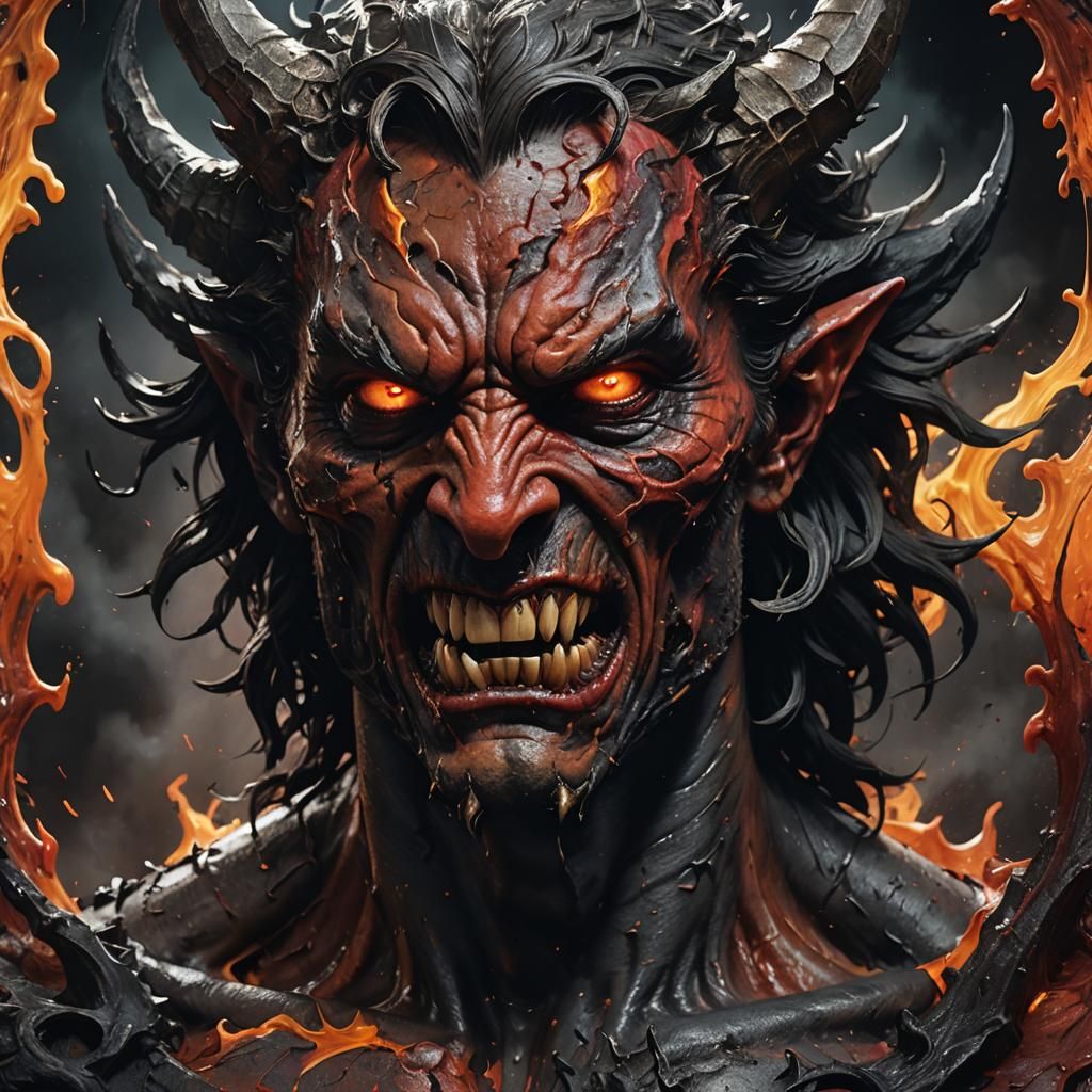 Hyperrealistic Demon of Darkness and Hell