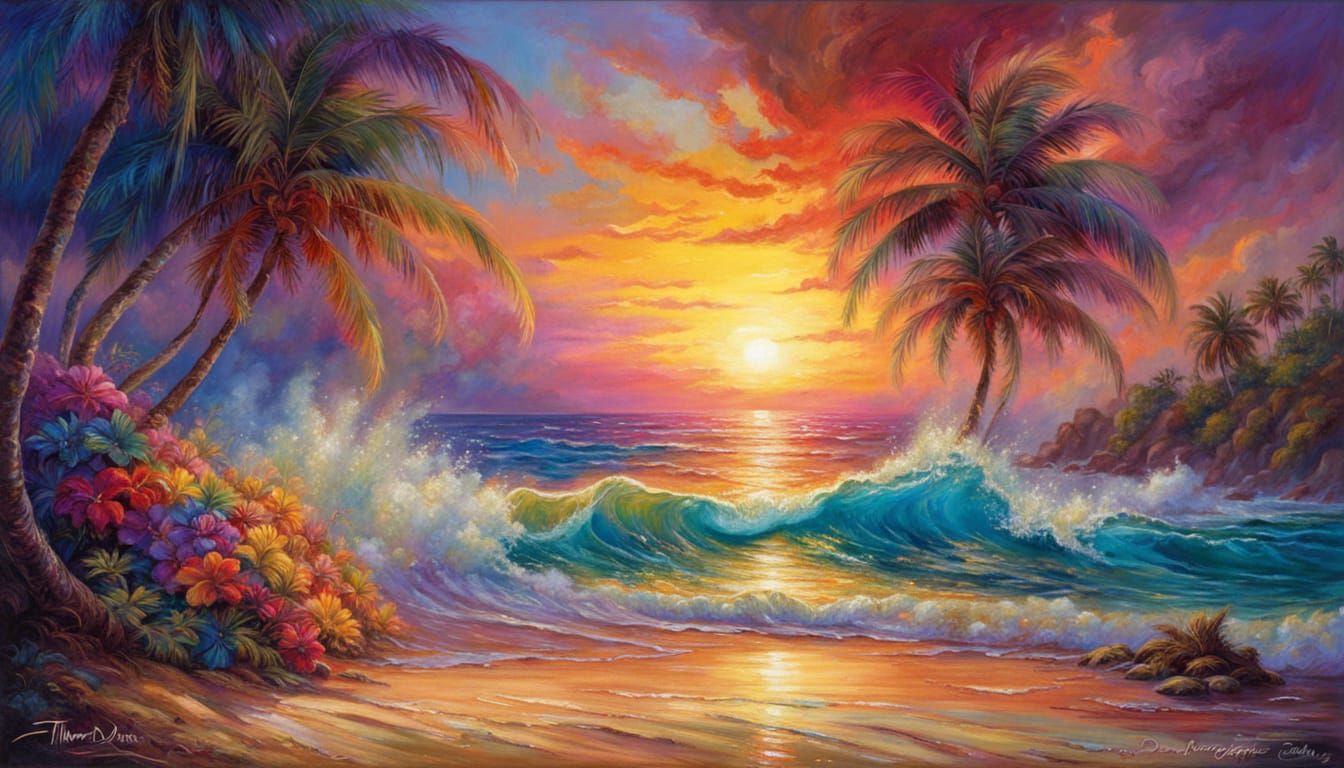 Tropical Island Sunset in Fairytale Style