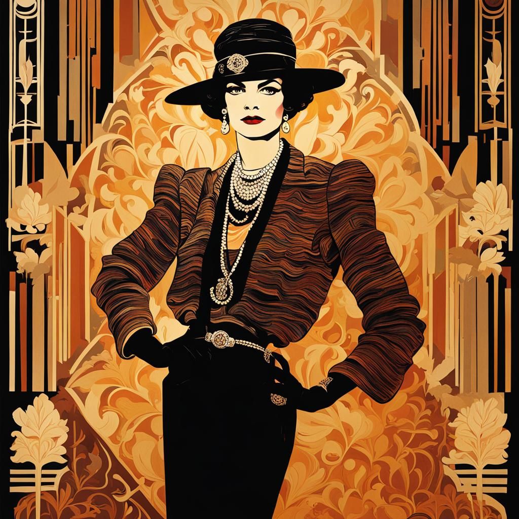 Coco Chanel Art Deco Action Painting