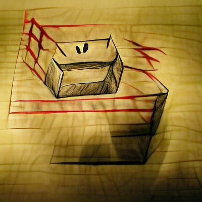 Simple Line Drawing of a Geometric Box